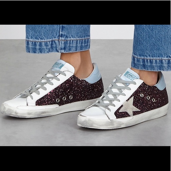 Golden Goose Superstar Sneaker Wine Glitter NIB - Picture 2 of 11